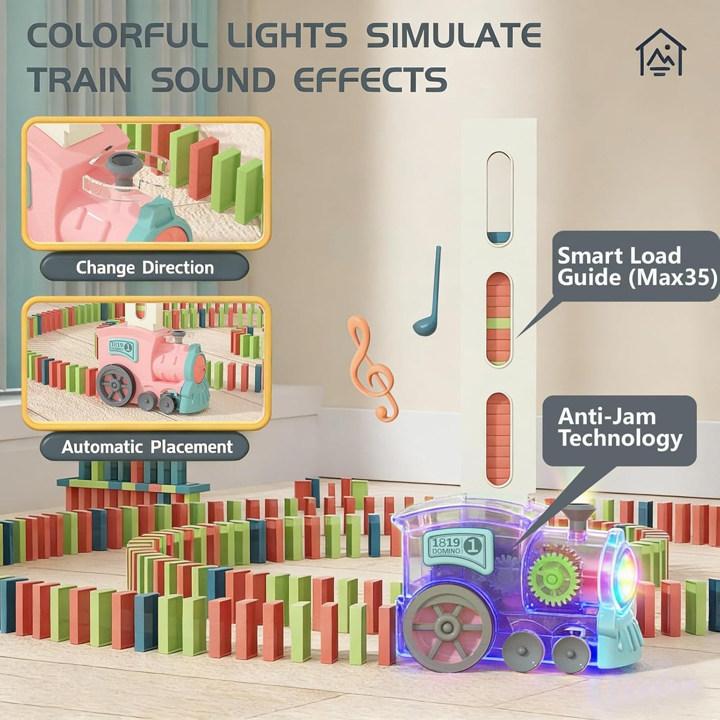 PREPHY Domino Train Toys Kids Games - Automatic Stacking Creative Game 3+ Year Old - Stem Montessori Toy for Boys 4-6 - Summer Autistic Christmas Birthday Gifts 5 6 Toddler Ages 4-8