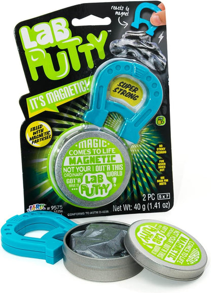JA-RU Lab Putty Magnetic Slime with Magnet & Tin Container (1 Unit) Squishy Fidget Toy Magnetic Putty for Kids. Non Sticky Slime. Anger Management Toys. Sensory Party Favors. 9575-1B