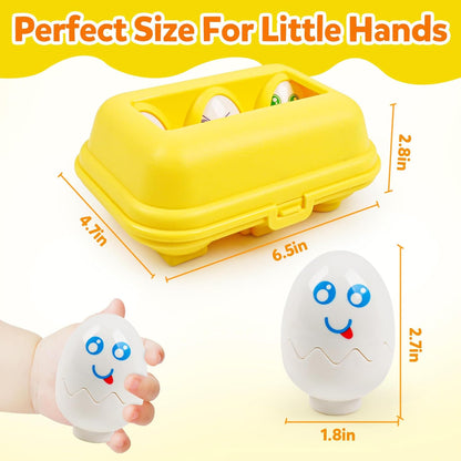 Egg Toys for Toddlers 1-3,Montessori Geometric Eggs Early Preschool Educational Learning Fine Motor Skills Color Sorting Satcking Travel Bingo Puzzle Matching Games for Kids Boys Girls