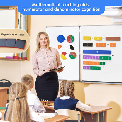 TOMMYHOME Magnetic Fraction Tiles for Kid's Maths Classroom Toys.Standing Teaching aids for Primary classrooms.Help Kids Learn Fractions (R+Rectangular)
