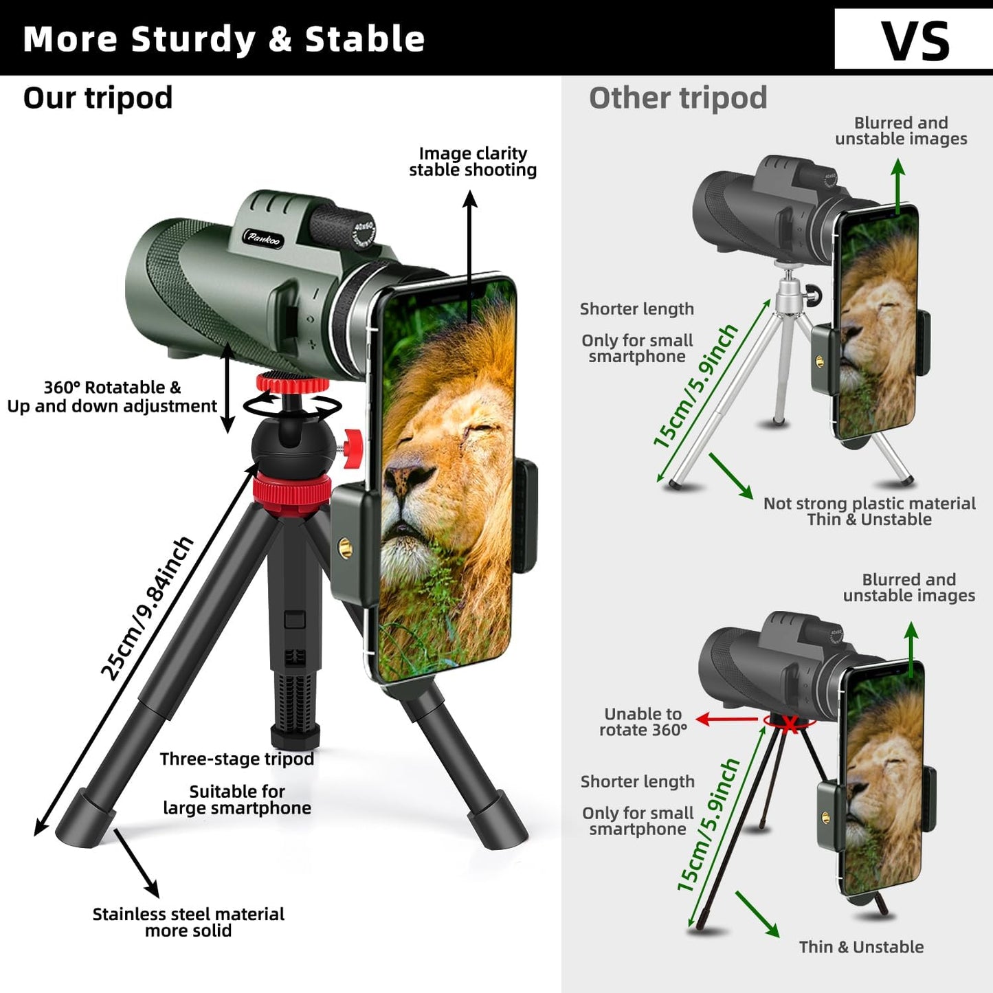 16X52 Monocular, Birthday Gifts for Men Dad Husband Him, Telescope High Powered for Adults, 2023 Power Prism Compact Monoculars for Adults Kids, Gadgets for Men, Valentines Gifts Ideas