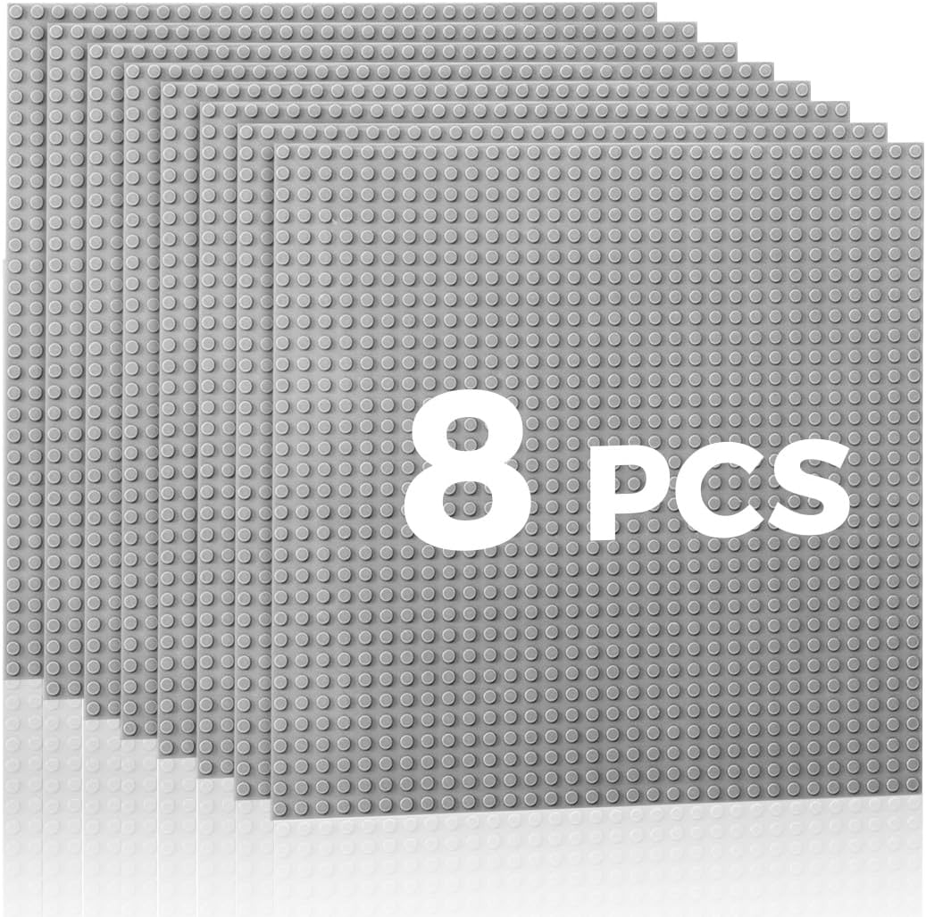Classic Baseplates Building Plates-10" x 10" Building Boards,100% Compatible with All Major Brands and Activity Table, Creative Platforms Mats for Toy Bricks (Sand, 8 Pack)