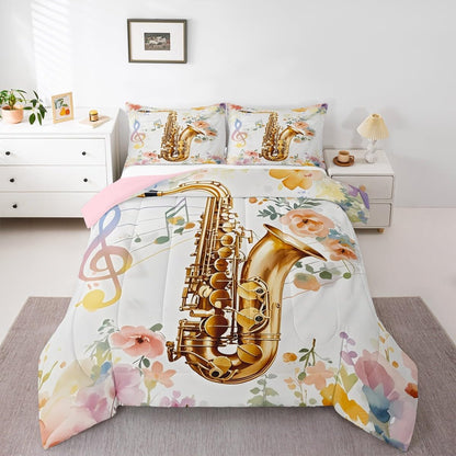 Erosebridal Drum Kit 3D Print Kids Comforter Sets Rock Music Themed Full Bedding Set for Boys Girls Musical Pattern Comforter Set,Colorful Retro Style Quilt Duvet 3 Pcs