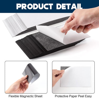 Adhesive Magnetic Sheets for Letter Size 8.5x11 (Pack of 8),Magnet Sheets with Self-Stick Adhesive for Home/Classroom/Office,Easy Cut DIY Paper Craft Magnet
