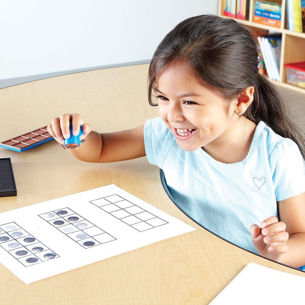 Learning Resources Ten Frame Stamp, Classroom Math Visuals Stamp, 2 Pieces, 21⁄4”H x 6”W