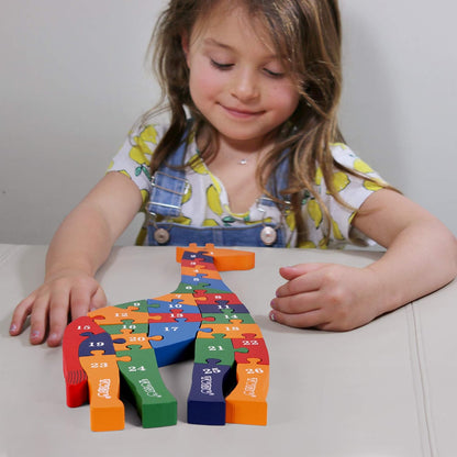 TOWO Wooden Giraffe Alphabet Blocks and Number Blocks Jigsaw Puzzle 41 cm Large Size 2 in 1 ABC Number Puzzle - Wooden Letter Puzzles Educational Toys for 3 Year olds