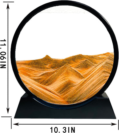 SANDCLE Moving Sand Art Liquid Motion - Moving Sand Art Picture Decor 3D Deep Sea Sandscape, Round Glass Frame Display Flowing Sand Relaxing Toy for Desktop Home Office Work Decoration(Blue, 12")