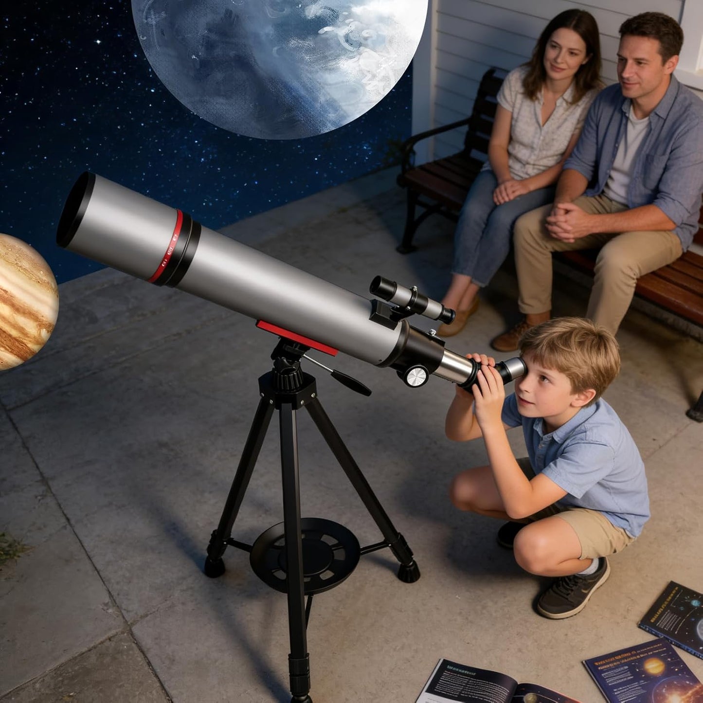 Telescope for Adults & Kids - 90mm Aperture 600mm Refractor High Powered Telescope for Beginners - Portable Astronomy Telescopes with Phone Adapter Tripod Carry Bag Gifts for Men