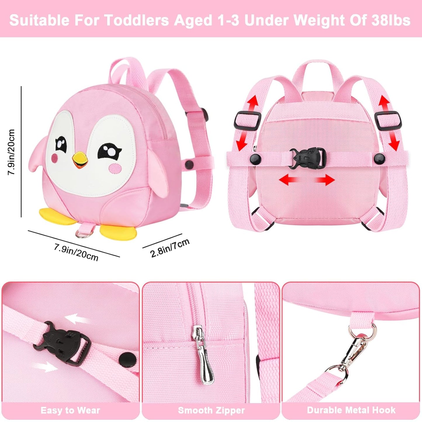 Accmor Toddler Harness Backpack Leash, Cute Dinosaur Backpacks with Anti Lost Wrist Link, Cute Mini Child Backpack Wristband Tether Strap and Protection Leashes for Boys Girls Aged 1-3 Years