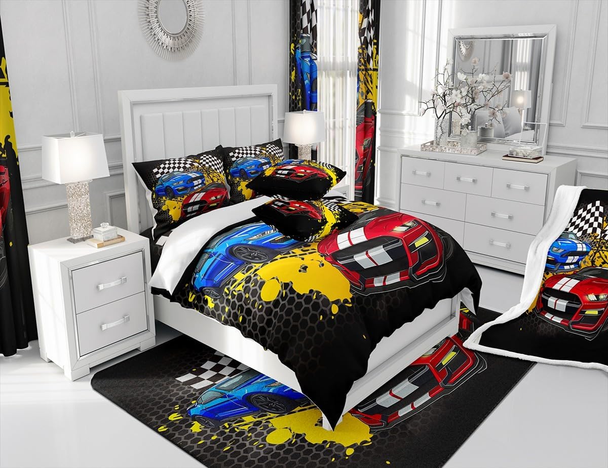 Drum Kit Duvet Cover,Kids Musical Instruments Bedding Set,Rock Music Comforter Cover for Boys Girls Room Decor,Neon Lighting Lightweight Bedspread Cover Twin Size with 1 Pillow Case(No Comforter)