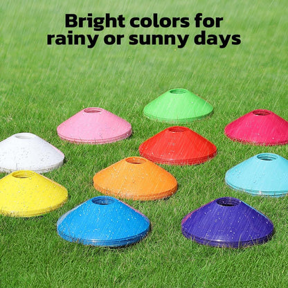 GHB Soccer Cones 25/50/100 Pack Disc Soccer Sport Cones Training Field Marker Agility Cones for Traffic, Basketball, Coaching, Practice Equipment Includes Cone Drills Guide