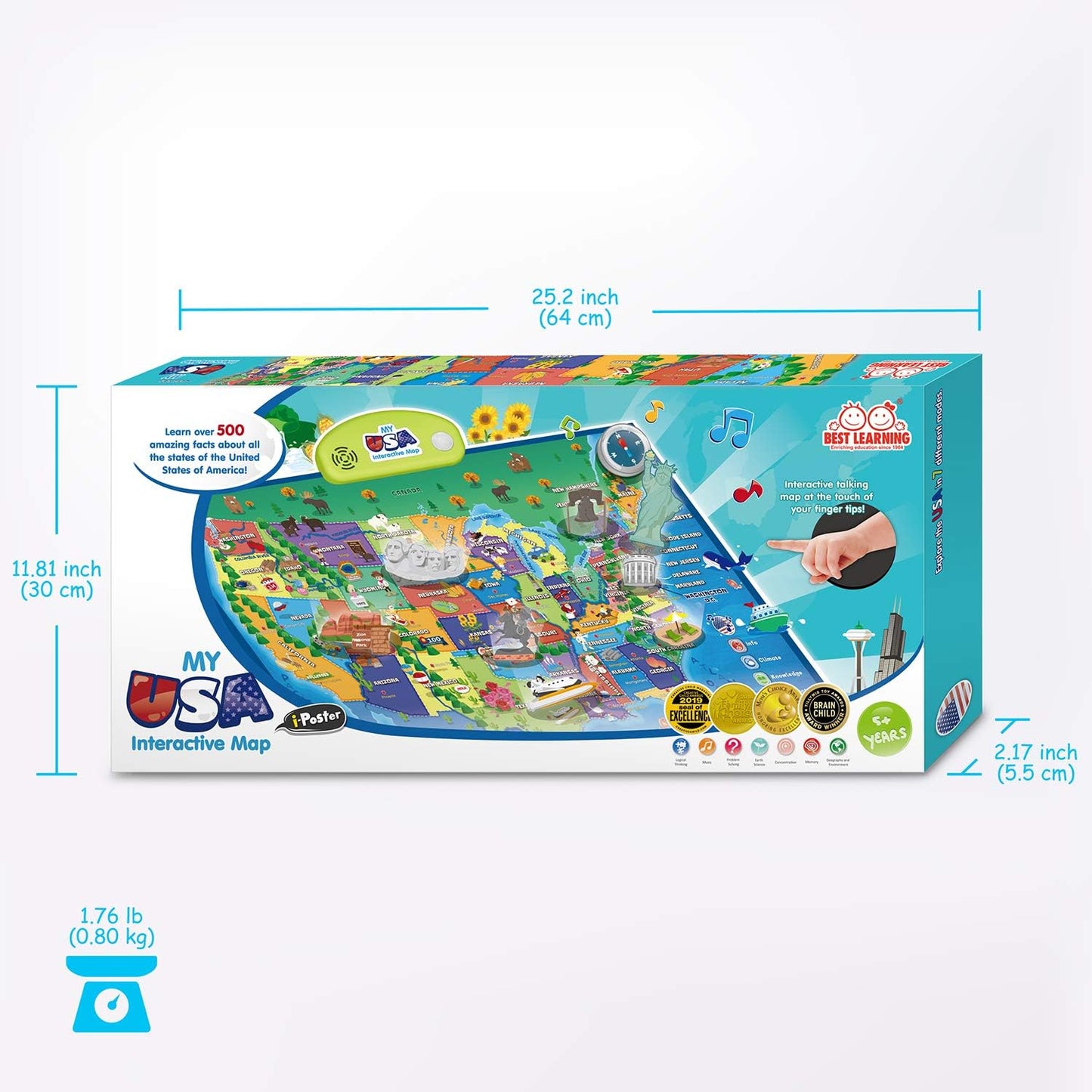 BEST LEARNING i-Poster My World – Interactive Talking World Map for Kids Ages 5-12 to Learn Countries, Flags, and Fun Facts About Our Planet