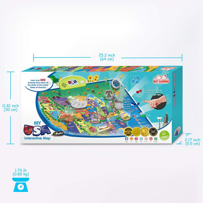 BEST LEARNING i-Poster My World – Interactive Talking World Map for Kids Ages 5-12 to Learn Countries, Flags, and Fun Facts About Our Planet
