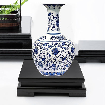 MDEOOSKY Wooden Display Stand Rectangle Wood Display Base Display Risers Rectangle Vase Riser Teapot Aquarium Lamp Base Home Decoration 10.24" W x 8.86" D x 1.69" H (Black)