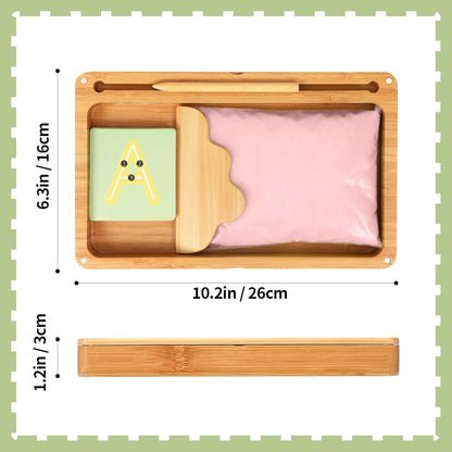 AtMini Montessori Sand Tray with Lid - Wooden Sand Trays for Kids Writing Letters and Numbers, Preschool Classroom Must Haves, Kindergarten Learning Tools (Blue)