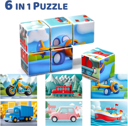 Pairez Toys 3D Magnetic Cubic Jigsaw Puzzle Toys for Toddlers, Large Building Blocks Cubes 1.65 Inches, Sensory & Montessori Toys for Kids 3-5