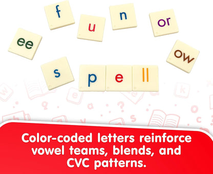 Junior Learning: Spell The Beans - Word Building Game, Tile Flipping & Collection Play, Color-Coded Letters, Early Reader & Literacy Skills, Kids 5+
