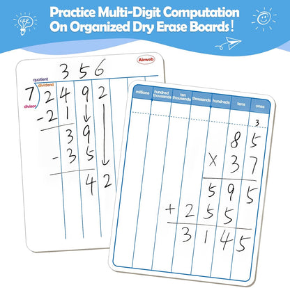 Aizweb 12 Pack Dry Erase Board Card,9" x 12" Small Whiteboard Number Line 120 Numbers Chart Ten Frame,Math Manipulatives Addition Subtraction Game for Student Classroom Must Haves Teacher Supplies