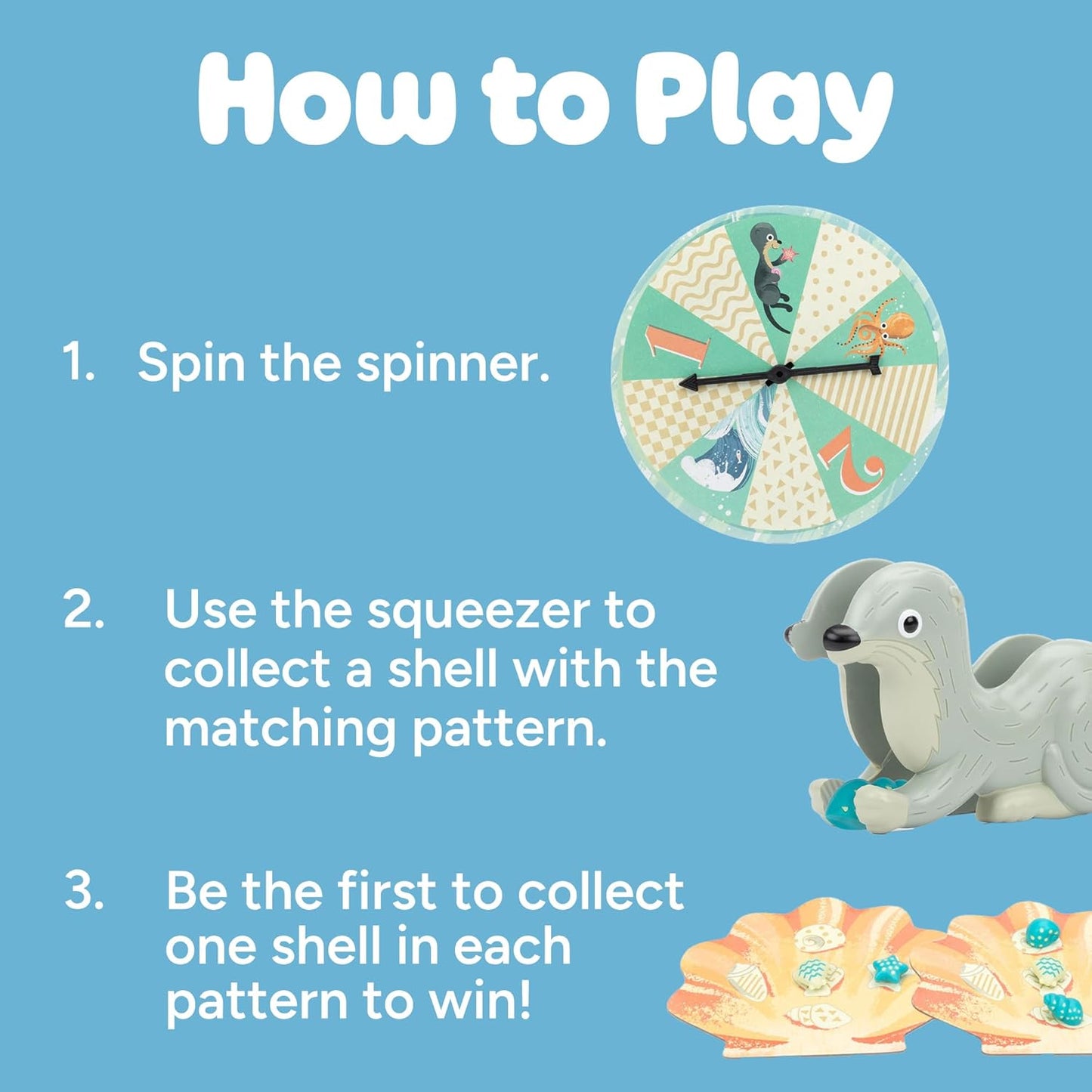 Educational Insights Sophie's Seashell Scramble - Pattern Matching Games for Toddlers 3-5, Preschool Learning Activities, Turn-Taking Board Games for Kids, Toddler Fine Motor Skills Toys