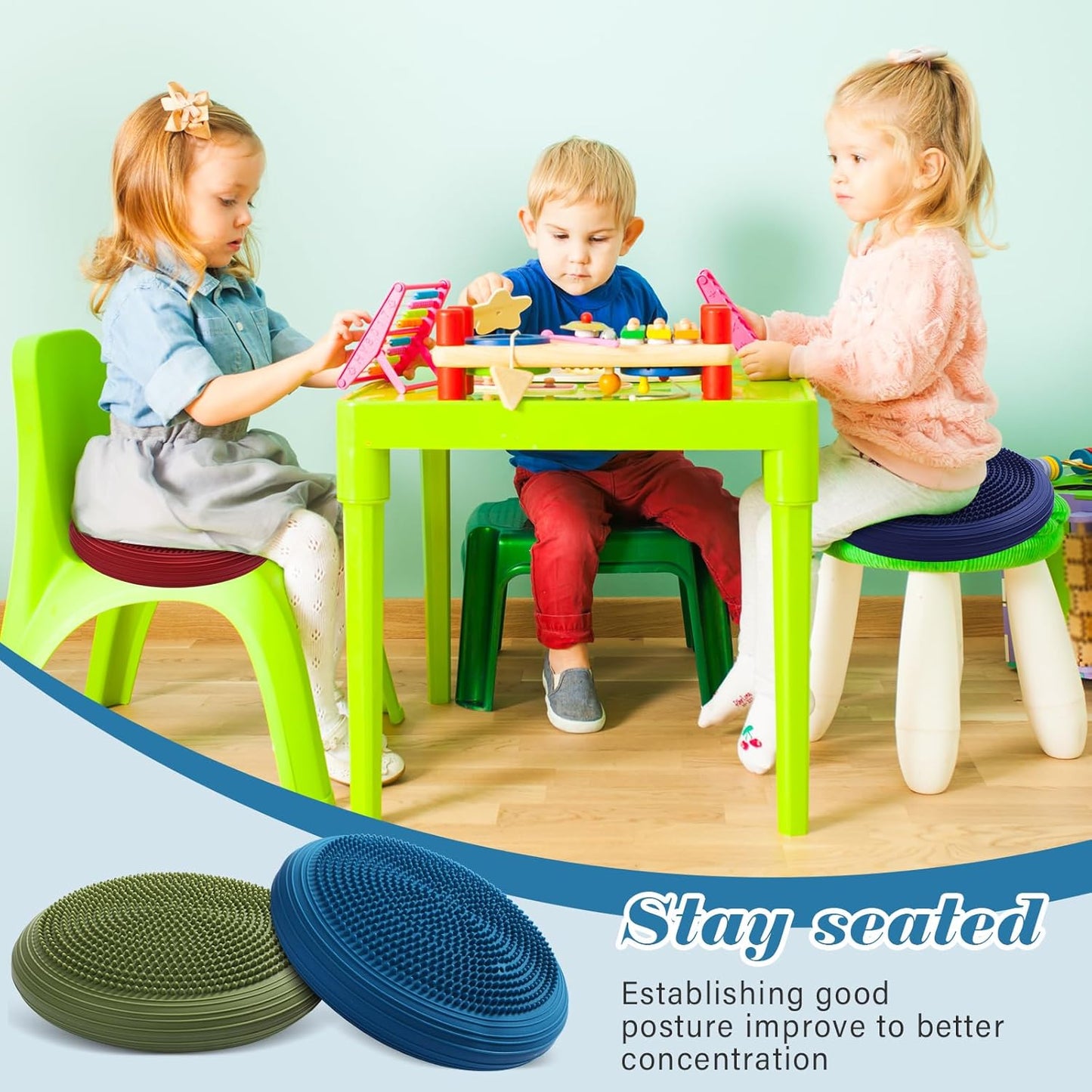 Libima 4 Pcs Wiggle Seat Inflated Wobble Cushion for Sensory Kid 13 Inches Balance Disc Flexible Seating for Classroom Sensory Pad for Chair Wiggle Cushion