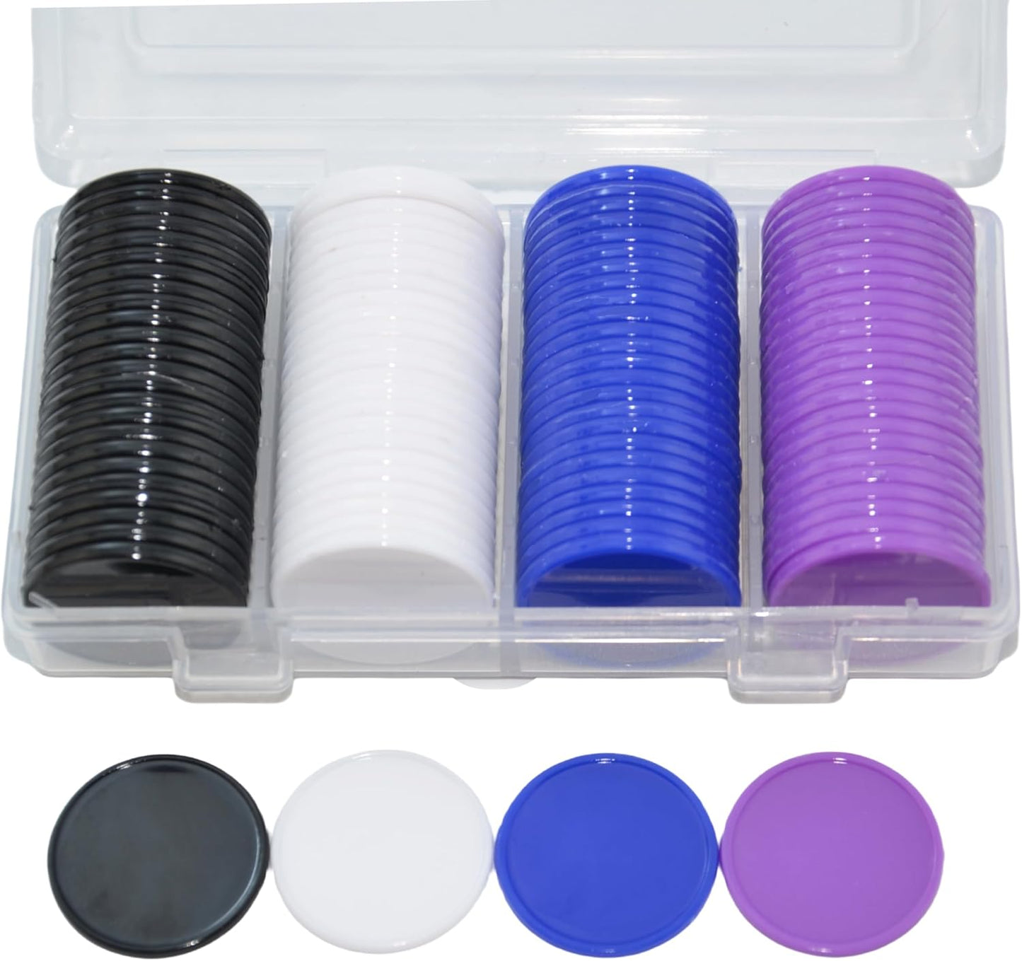 Smartdealspro Set of 100 1 Inch Opaque Plastic Learning Counters Mini Poker Chips Game Tokens with Storage Box (Pink)