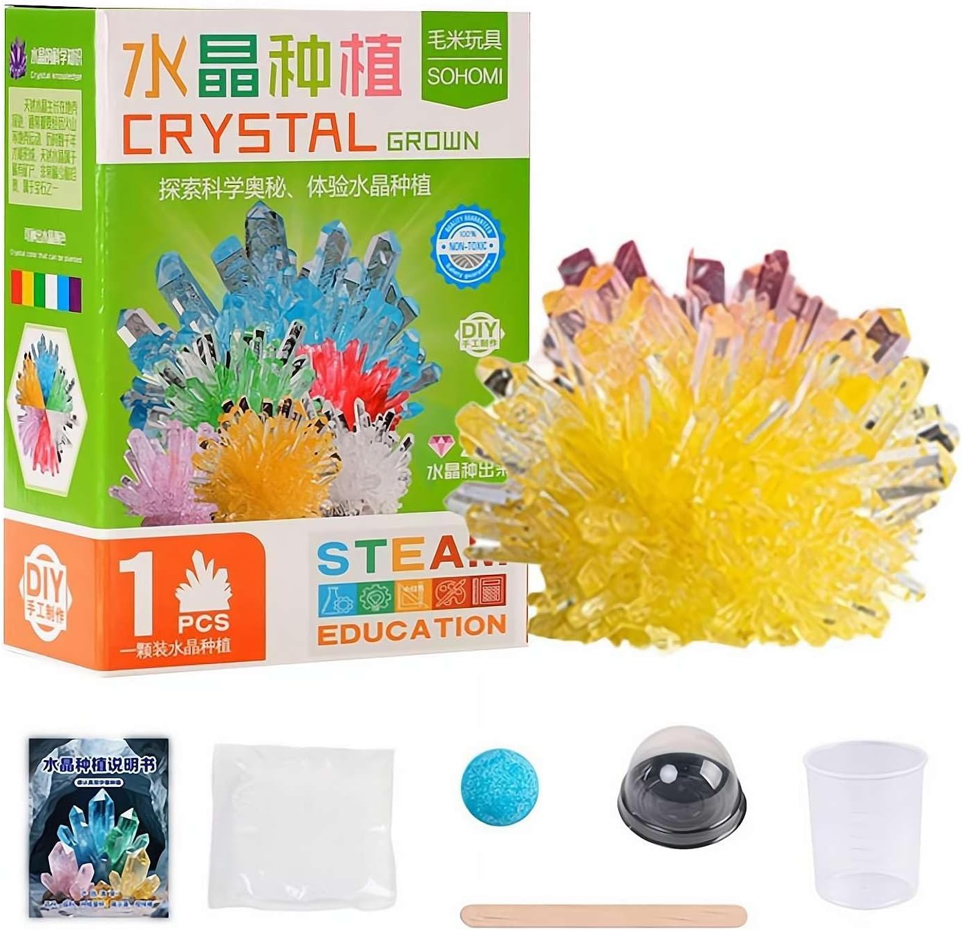 Crystal Growing Science Kit, Crystal Crafting Kit, Personalized Display (Green)