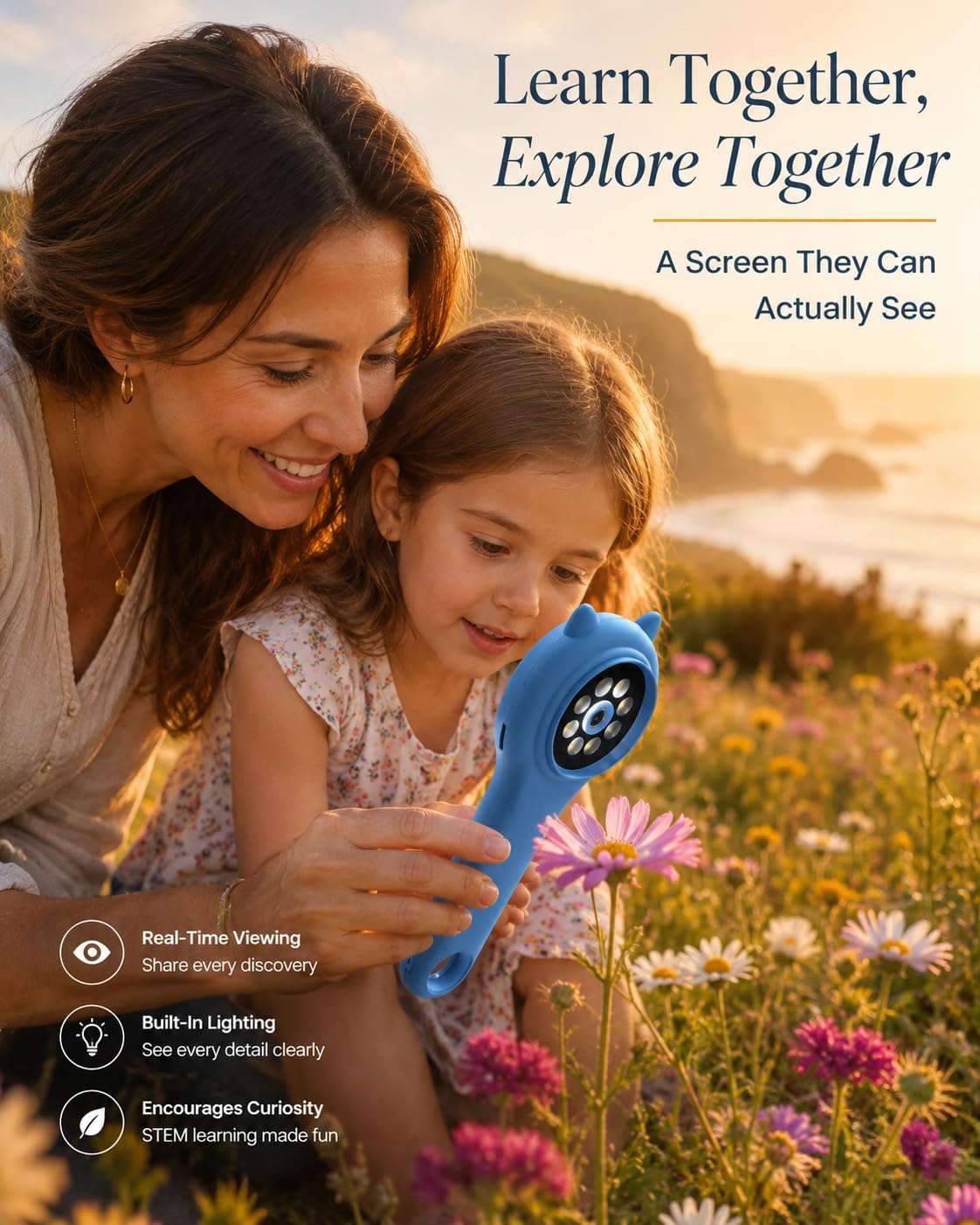 Microscope for Kids - Electronic Handheld Magnifying Glass for Children-STEM Outdoor Science Kit for Summer Travel & Camping Toy,Birthday Gifts Toys for 5-8 9-12 Year Old Girls（Purple）