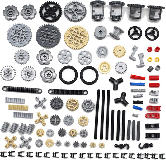 182PCS Gear and Axle Set for Technic Parts Compatible with Major Brand Technic Parts, DIY Gears Assortment Pack(Liftarm, Pins, Axles, Connectors) for Technic Building Blocks Set