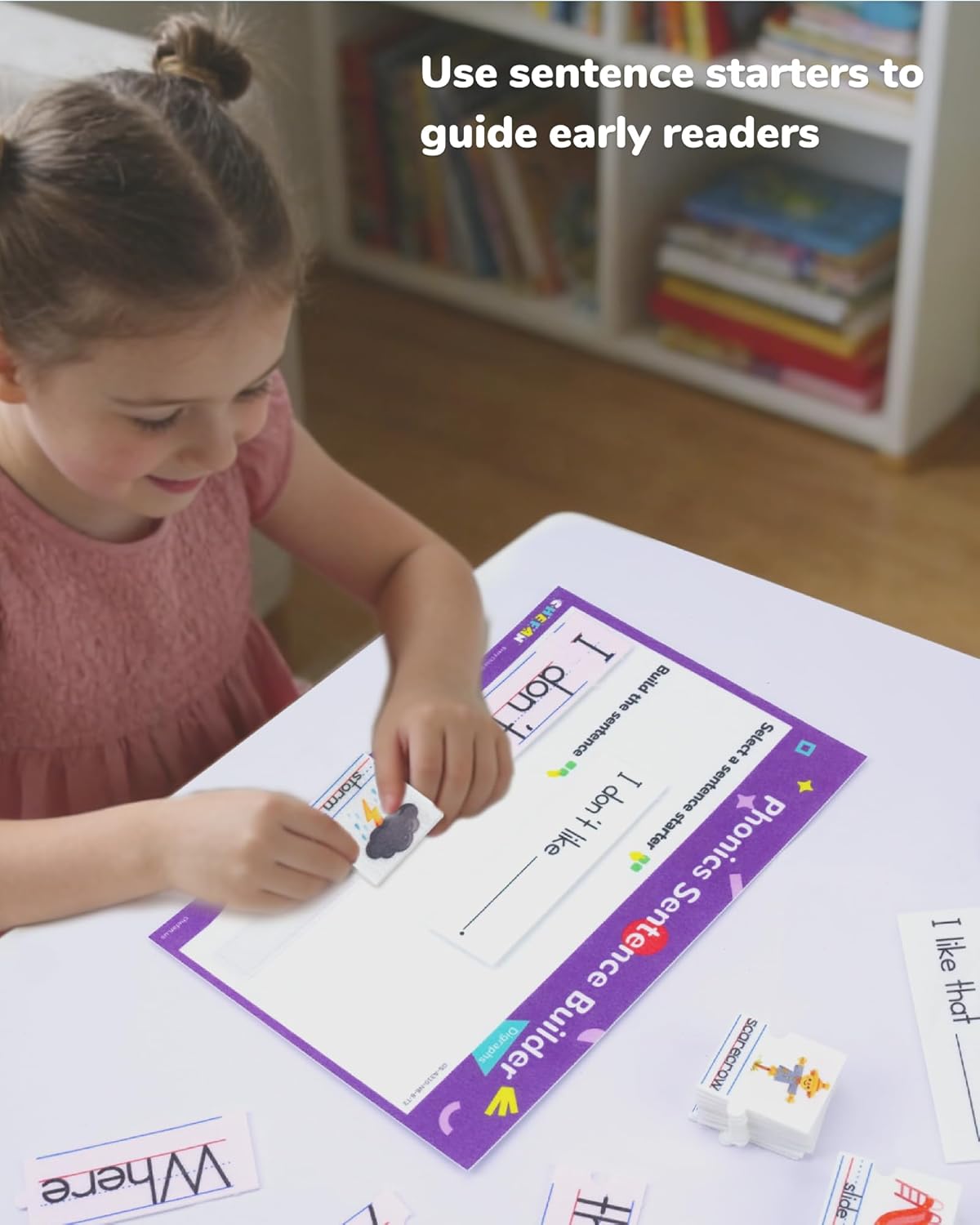 CHEFAN Sentence Building for Kids, Phonics Sentence Builder, CVC Word Games for Kids, Sight Words Flash Cards, Learn to Read Handwriting Practice, Preschool Kindergarten Homeschool & Speech Therapy