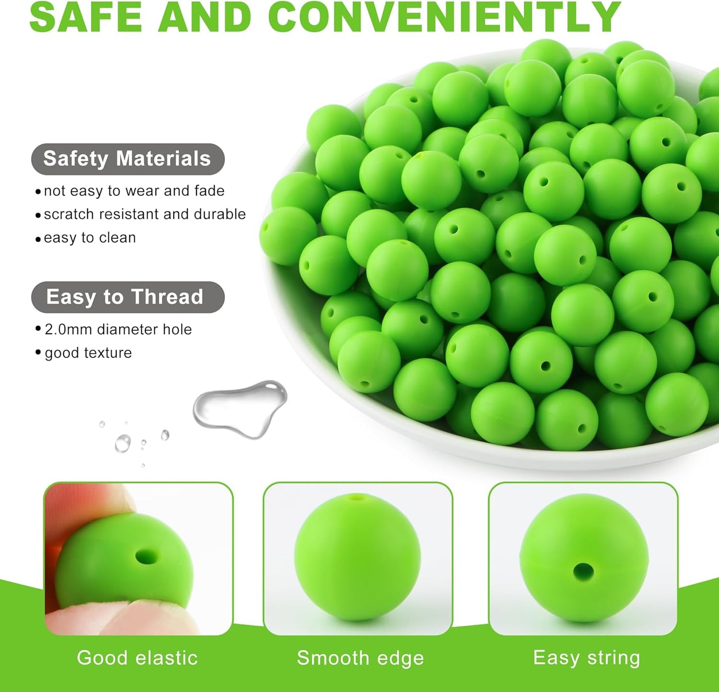 65Pcs 19mm Silicone Beads for Keychain Making Bracelet Necklace, Bulk Round Silicone Beads for Pens（Christmas Green） - Colors B