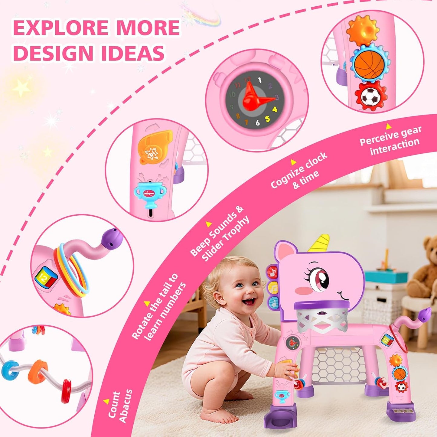 Toddler Basketball Hoop & Soccer Goal: Toys for 1 2 3 Year Old Boys Girls Kids Sports Activity with Light Sound Music Montessori Toys for Baby 12-18 Months | Birthday Gifts for Ages 1-3