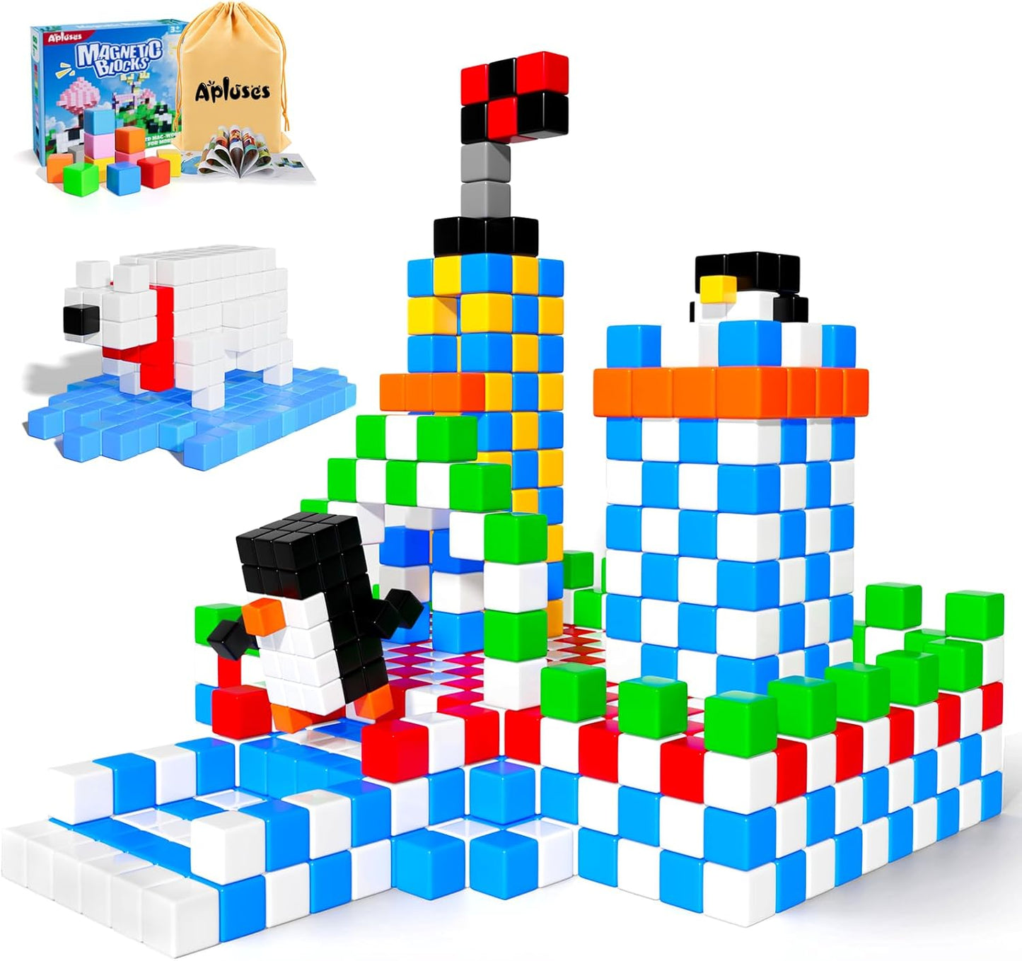 Apluses 32pcs Magnetic Blocks Building Cubes for Toddlers, Classroom Must Haves Creative Learning Kids Gifts, Preschool Montessori Sensory Autism Magnet Toys for Boys and Girls Ages 3 4 5 6