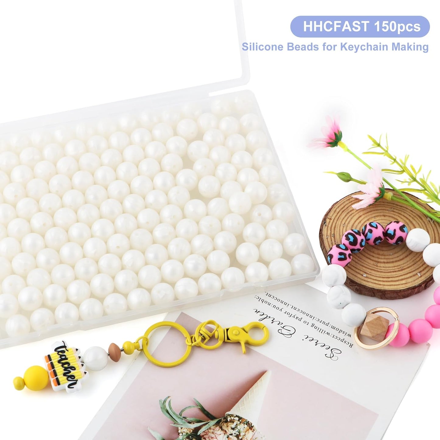 65Pcs 19mm Silicone Beads for Keychain Making Bracelet Necklace, Bulk Round Silicone Beads for Pens（Christmas Green） - Colors B