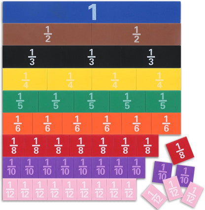 51 Pcs Magnetic Fraction Tiles Circles Bars, Early Childhood Education Math Manipulatives Rainbow Fraction Manipulatives for Elementary Educational Tool Math Learning Home 3rd 4th 5th