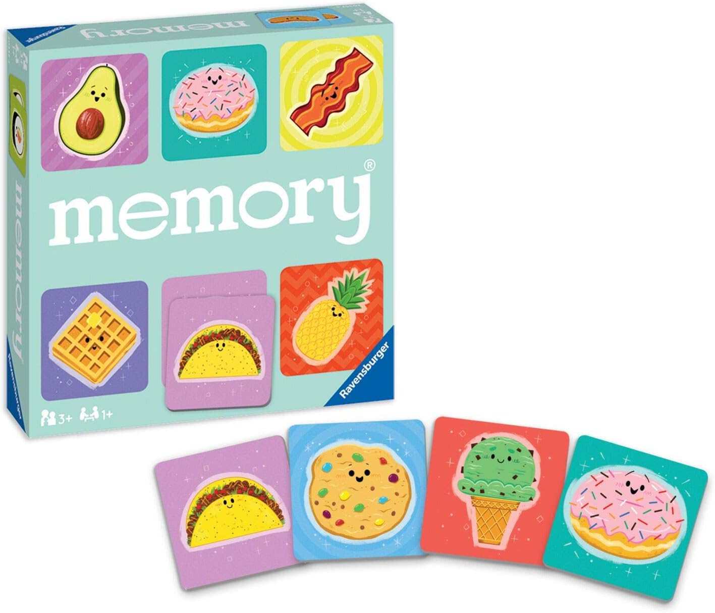 Ravensburger Foodie Favorites Memory Game - Quick & Engaging Matching Game | Enhances Focus & Memory Skills | Fun Food Illustrations | Ideal for Kids and Family Fun