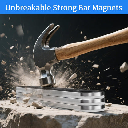 Unbreakable Strong Magnets, 12 Pack Self-Adhesive Heavy Duty Neodymium Bar Magnets, Sticky Powerful Rare Earth Magnet for Fridge Tool School Office Home Kitchen DIY Fixing Kit (N52-12PCS)