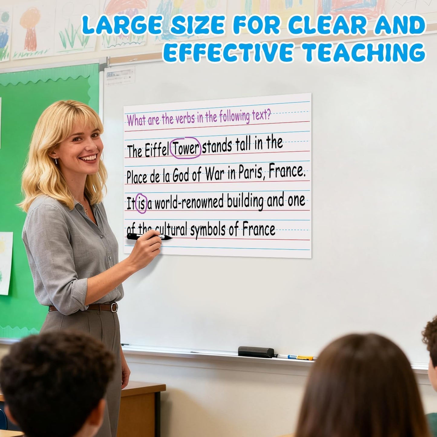 Magnetic Handwriting Paper – Large Magnetic Lined Paper for Whiteboard, 22" x 17" Primary Dry Erase Notebook Poster, Giant Early Writing Page for Classroom, Perfect Teacher Resource for Kids Learning