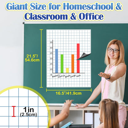 Aizweb Giant Magnetic Lined Notebook Paper,2 Dry Erase Sheets,Total Area 17" x 21.5",Handwriting Practice for Classroom Whiteboard,Chart Paper Teacher Must Have Homeschool Teaching Supplies