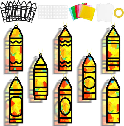 32 Sets Outer Space Suncatchers Craft Kit DIY Window Stained Glass Effect Planet Astronaut Alien Paper Crafts Home School Classroom Decoration Kid Birthday Gift Creative Art Project Activity Game - Colors B