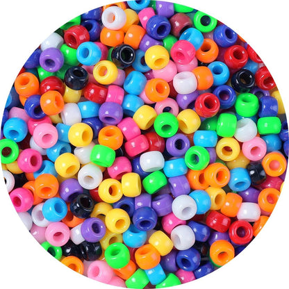 1200pcs Pony Beads Bulk – 11 Colors 6x9mm Plastic Craft Beads for Bracelets, Jewelry, Hair Braiding & DIY Projects