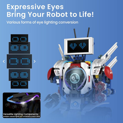 HPROMOT 5-in-1 STEM Robot Building Kit for Kids Ages 6-16, Remote & App Controlled, Rechargeable Engineering Learning DIY Coding Toy, Educational Building Blocks Gift for Girls & Boys (603 PCS)