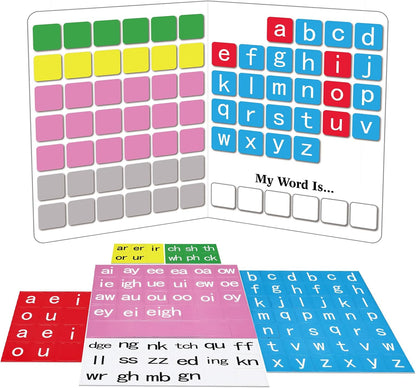 Ireer 6 Set Phonics Magnetic Letter Tiles Set Spelling Reading Games Board Manipulative Phonemic Awareness Sentence Building Alphabet ABC Fridge Magnets Homeschool Classroom Learning Activity