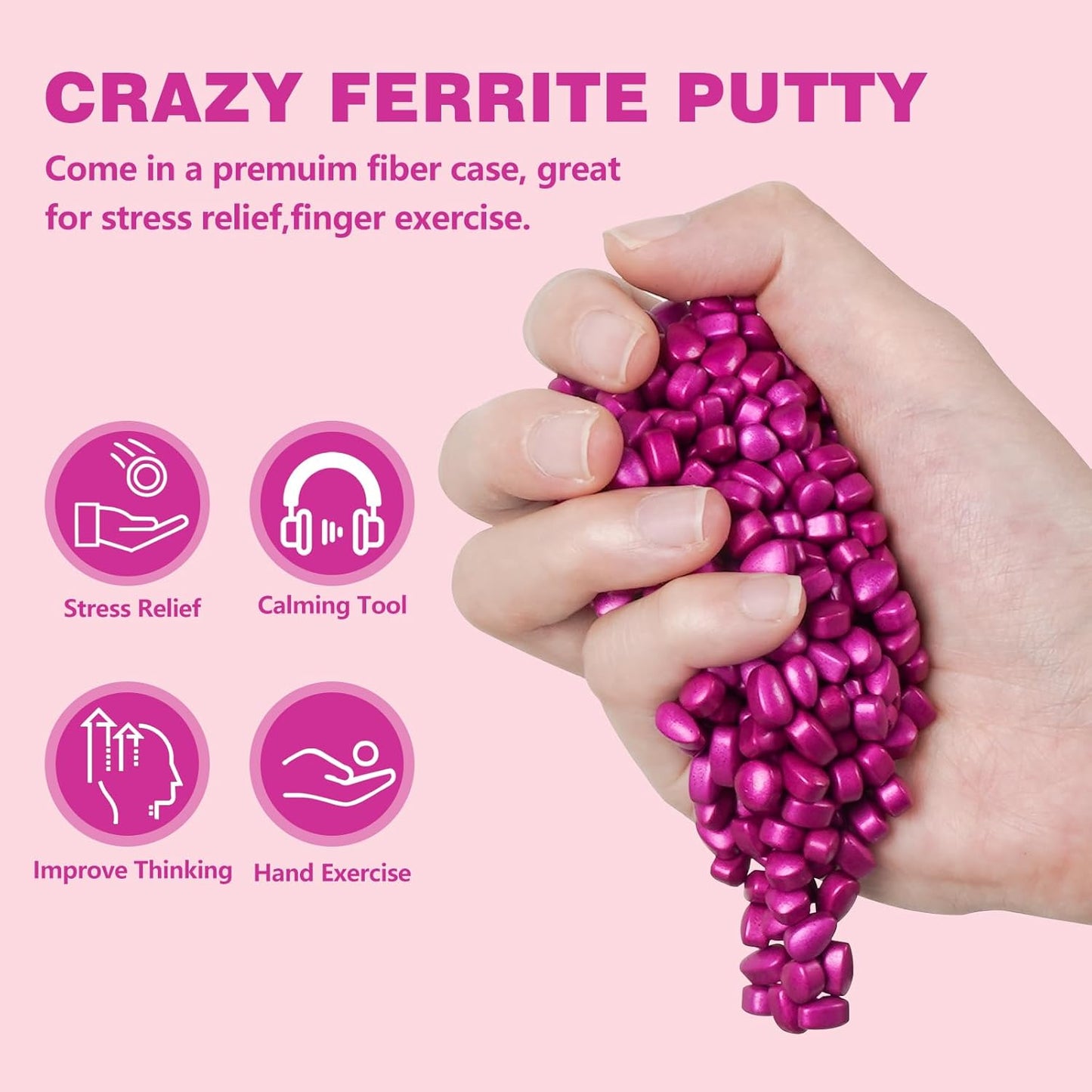 Umnodobn Magnet Slime Putty, Fidget Toy Ferrite Putty Beads, Hematite Magnetic Stones Eggs with 1.26 inch Magnet Balls, Cool Desk Toy, EDC Toy Science Kit Gift