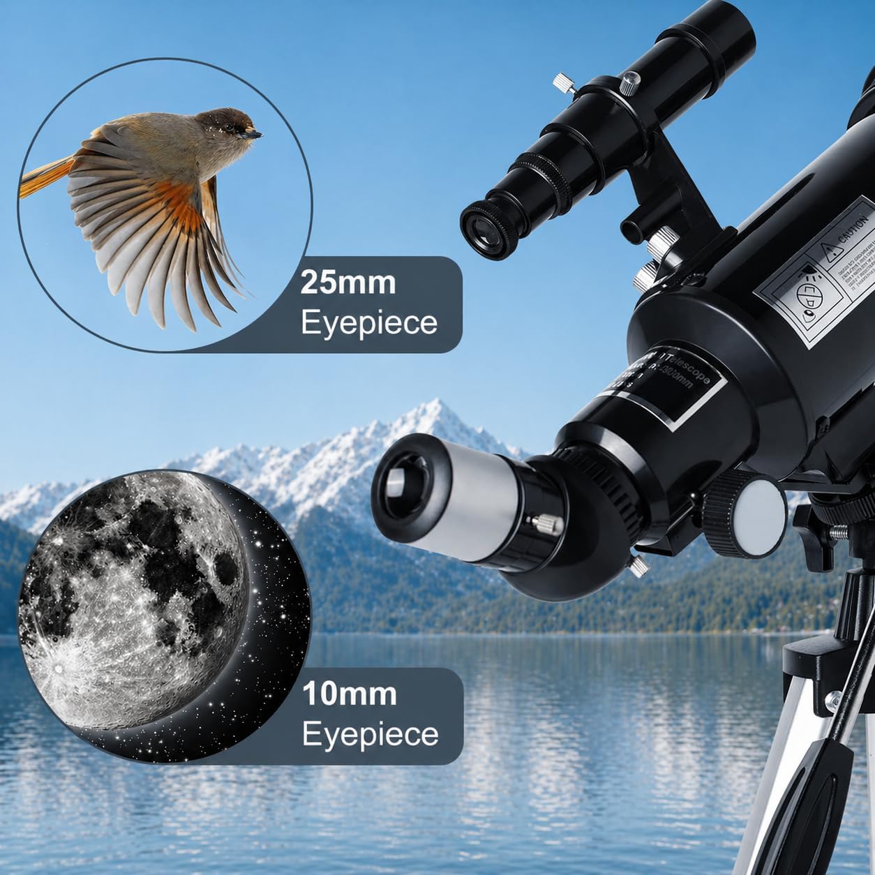 Koolpte Telescope 70mm Aperture 500mm - for Kids & Adults Astronomical Refracting Telescopes AZ Mount Fully Multi-Coated Optics, with Diagonal Mirror Phone Adapter, Carrying Bag, Wireless Remote Black
