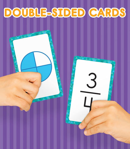 Carson Dellosa 54 Fractions Flash Cards, 3rd and 4th Grade Mathematics Flashcards Covering Whole Numbers to Ninths Facts, Math Games for Kids Ages 8 and Up