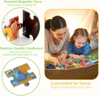 Magnetic Puzzles for Kids Ages 4-6, 20-Piece Toddler Travel Toys Unicorn Princess Puzzles Ages 3-5, Educational Learning Magnets, Ideal Road Trip Activities Toys for 3 4 5 6 Boys and Girls