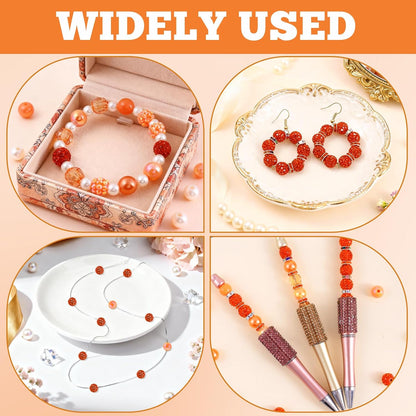 300 Pcs Diamonds Beads for Jewelry Making, Included 10 mm Red Rhinestone Beads for Bracelets, Bubblegum Bead for Pen Making, Pearl and Spacer Bead for Bracelet Necklace Earring Crafting