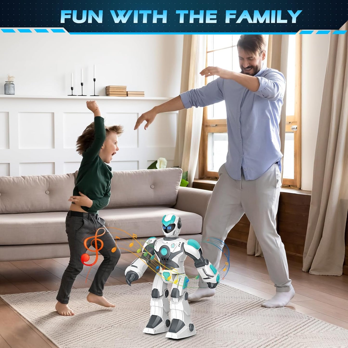 VATOS Remote Control Robot for Kids Extra Large, 15.4" Programmable RC Robot Toy with Sing Dance, Gesture Sensing & Voice Control Rechargeable Smart Toy for Boys Girls Toddler 3 4 5 6 8+