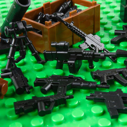 Weapons Pack Military Toy Set Building Blocks Model for Soldier Figures, Army Equipment Gear Kit Pieces and Parts Accessories Compatible with Major Brand