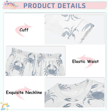 ALAZA Shark Starfish Palm Tree 2 Piece Pajama Set Long Sleeve Top and Pants Sleepwear Unisex - Colors B